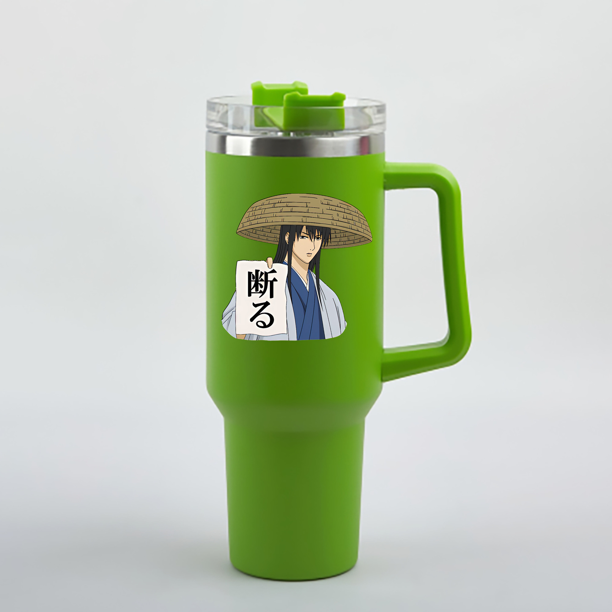 （画像用） ぎんたま 坂田銀時（さかたぎんとき） 神楽 志村新八（しむら しんぱち） GINTAMA Sakata Gintoki Kagura Shimura Shinpachi 1200mL車用タンブラー - クリスタルステッカー（プラスチックストロー付き）